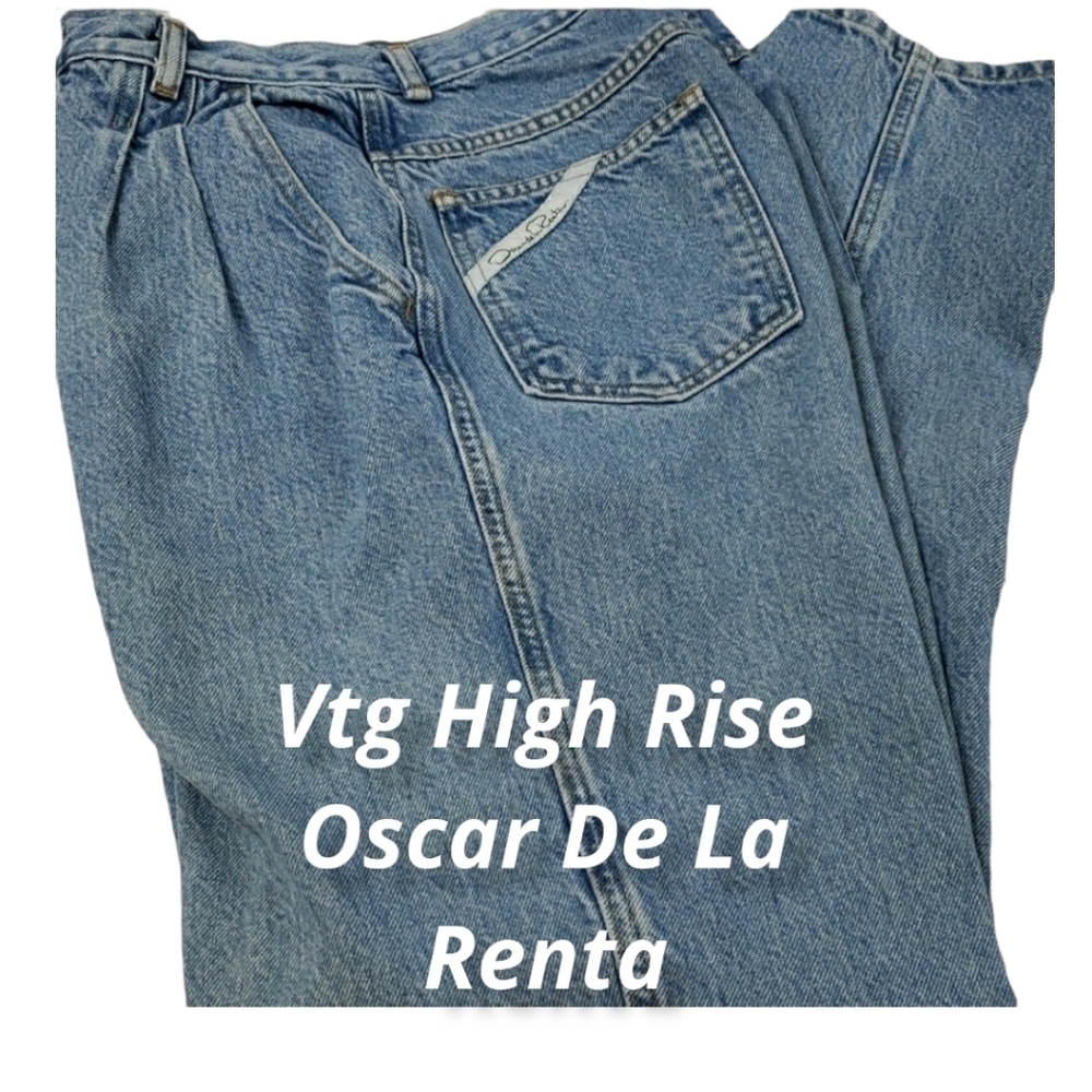 Oscar de la Renta Jeans Vintage High Rise Pleated Front Yolk Back 10 27" Waist
